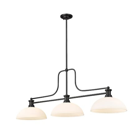 Z-Lite Melange Billiard, 3-Light, 14 In.W x 52 In.L x 21 In.H, Matte Black/Matte Opal 725-3MB-DMO13
